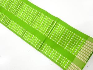 本場筑前博多　格子模様織り出し　単衣半幅帯